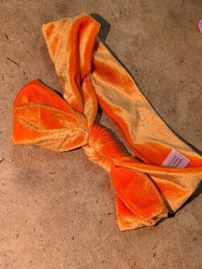 Baby Essentials Orange Velvet Knot Bow Headband